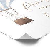 Blue Hot Air Ballon Baby shower Favors Sign Poster (Hoek)