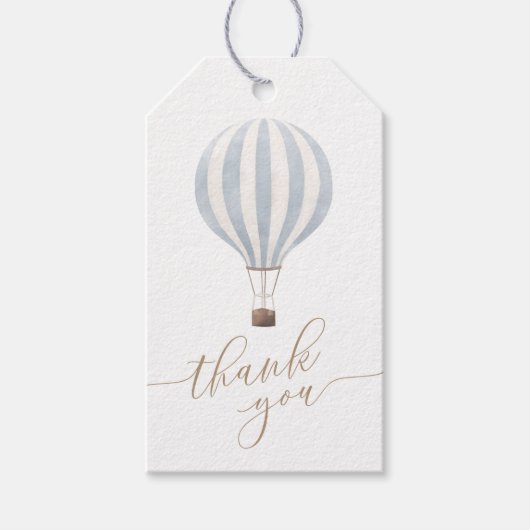 Blue Hot Air Ballon Baby shower Hartelijk dank Cadeaulabel (Voorkant)