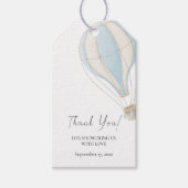Blue Hot Air Ballon Baby shower Hartelijk dank Cadeaulabel (Voorkant)
