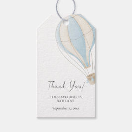 Blue Hot Air Ballon Baby shower Hartelijk dank Cadeaulabel