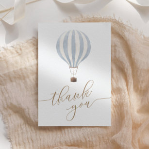 Blue Hot Air Ballon Baby shower Hartelijk dank voo Bedankkaart