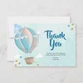 Blue Hot Air Ballon Baby shower Hartelijk dank voo Bedankkaart (Voorkant)