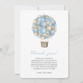 Blue Hot Air Ballon Baby shower Hartelijk dank voo Kaart (Voorkant)