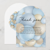 Blue Hot Air Ballon Baby shower Hartelijk dank voo Kaart (Voorkant / Achterkant)