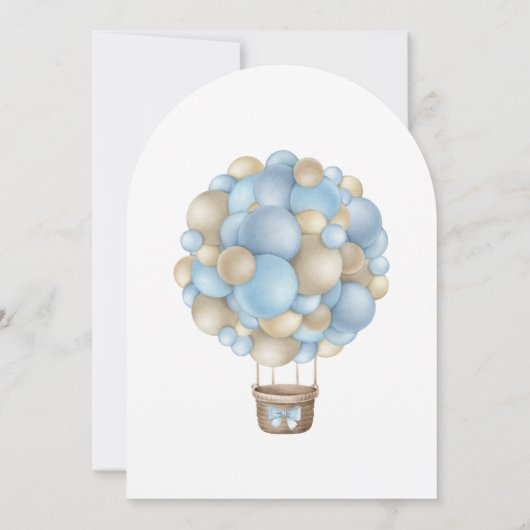 Blue Hot Air Ballon Baby shower Hartelijk dank voo Kaart (Achterkant)