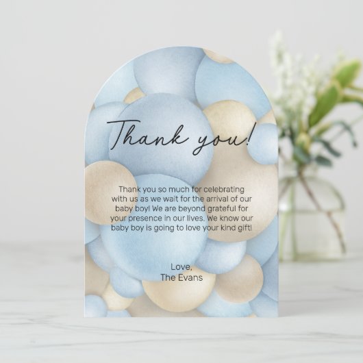 Blue Hot Air Ballon Baby shower Hartelijk dank voo Kaart (Staand voorkant)