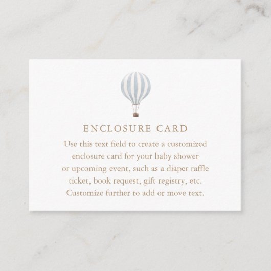 Blue Hot Air Ballon Baby shower Informatiekaartje (Voorkant)