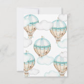 Blue Hot Air Ballon Baby shower Invitation Boy Kaart (Achterkant)