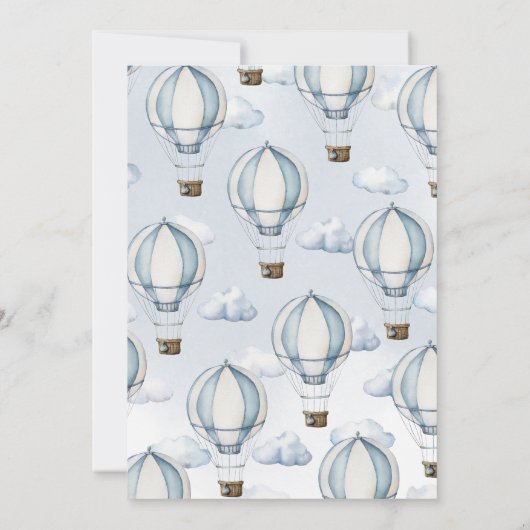 Blue Hot Air Ballon Baby shower Kaart (Achterkant)