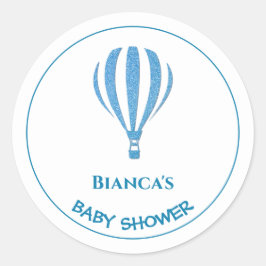 Blue Hot Air Ballon Baby shower Ronde Sticker