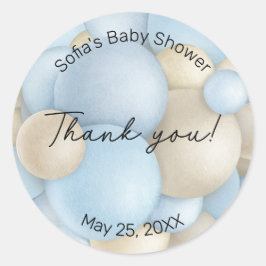 Blue Hot Air Ballon Baby shower Ronde Sticker