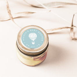 Blue Hot Air Ballon Baby shower Ronde Sticker