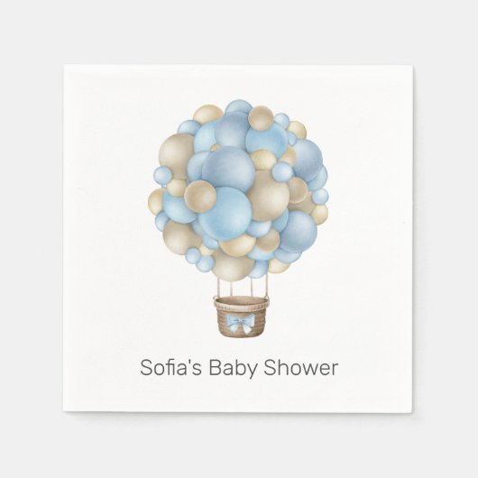 Blue Hot Air Ballon Baby shower Servet (Voorkant)