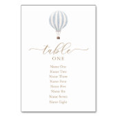 Blue Hot Air Ballon Baby shower Table Number Kaart (Voorkant)