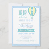 Blue Hot Air Ballon Baby shower Uitnodiging (Voorkant)