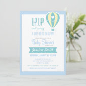 Blue Hot Air Ballon Baby shower Uitnodiging (Staand voorkant)