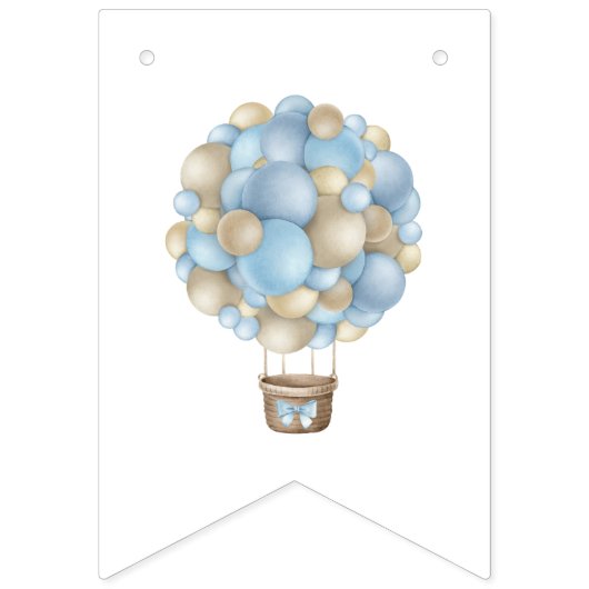 Blue Hot Air Ballon Baby shower Vlaggetjes (Tweede vlag)