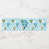 Blue Hot Air Ballon Baby shower Waterfles Etiket (Enkel label)
