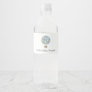 Blue Hot Air Ballon Baby shower Waterfles Etiket