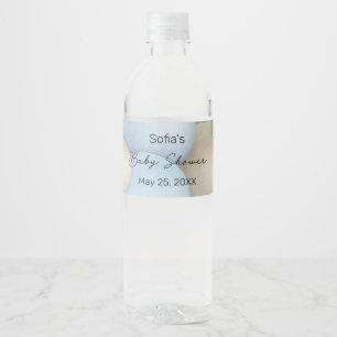 Blue Hot Air Ballon Baby shower Waterfles Etiket