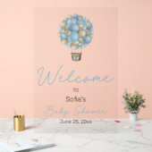 Blue Hot Air Ballon Baby shower Welkomstteken Acryl Bord (Huwelijk)