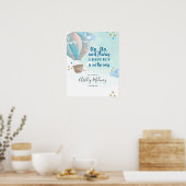 Blue Hot Air Ballon Baby shower Welkomstteken Poster (Keuken)