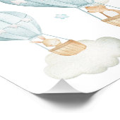 Blue Hot Air ballon, Beer, Bunny, Boy Nursery Foto Afdruk (Hoek)