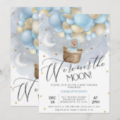 Blue Hot Air ballon Beer over motorBaby shower Kaart (Voorkant / Achterkant)