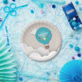 Blue Hot Air Ballon Birthday Papieren Bordje (Feest)