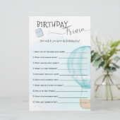 Blue Hot Air ballon Birthday Trivia (Staand voorkant)