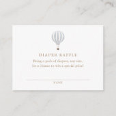 Blue Hot Air Ballon Boy Baby shower Diaper Raffle Informatiekaartje (Voorkant)