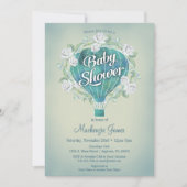 Blue Hot Air Ballon Boys Baby shower Invitation Kaart (Voorkant)