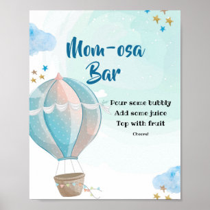 Blue Hot Air ballon Momosa Bar Baby shower Poster