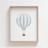 Blue Hot Air Ballon Nursery Decor Poster