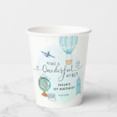 Blue Hot Air ballon ONEderful Boys 1st Birthday Papieren Bekers (Achterkant)