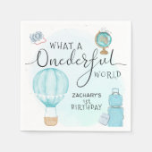 Blue Hot Air ballon ONEderful World 1st Birthday Servet (Voorkant)