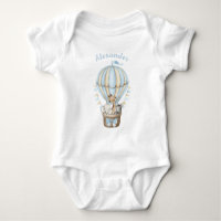 Blue Hot Air ballon Safari Animals Baby Bodysuit