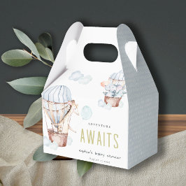 Blue Hot Air Ballon Safari Animals Baby shower Bedankdoosjes