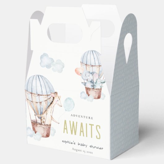 Blue Hot Air Ballon Safari Animals Baby shower Bedankdoosjes (Geopend)