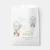 Blue Hot Air Ballon Safari Animals Baby shower Bedankzakje (Voorkant)