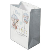 Blue Hot Air Ballon Safari Animals Baby shower Medium Cadeauzakje (Achterkant Gekanteld)