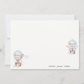 Blue Hot Air Ballon Safari Animals Baby shower Notitiekaartje (Voorkant)