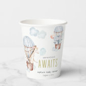 Blue Hot Air Ballon Safari Animals Baby shower Papieren Bekers (Achterkant)