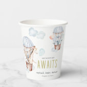 Blue Hot Air Ballon Safari Animals Baby shower Papieren Bekers (Voorkant)