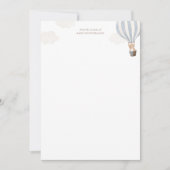 Blue Hot Air ballon Teddy Bear Baby shower Bedankkaart (Voorkant)