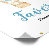 Blue Hot-air ballon Waterverf Favor Sign Poster (Hoek)