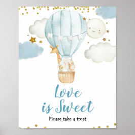 Blue Hot-air ballon Waterverf Love is Sweet Sign Poster