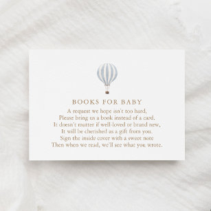 Blue Hot Air-ballonboeken voor Baby showers voor B Informatiekaartje