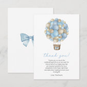 Blue Hot Air BallonBoy Baby shower Bedankkaart (Voorkant / Achterkant)