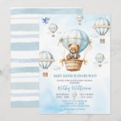 Blue Hot Air BallonBoy Baby shower Kaart (Voorkant / Achterkant)